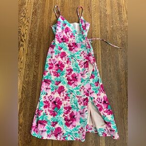 Jcrew NWT Cotton Spaghetti Strap Floral Wrap Midi Dress Size 6